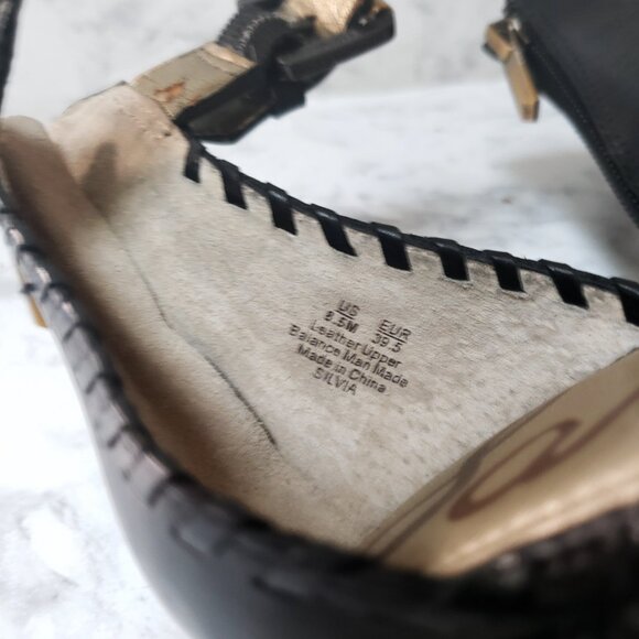 Black/Nude Ankle Strap Sam Edelman Women's Silvia Wedge Sandal 8.5 - Picture 11 of 14